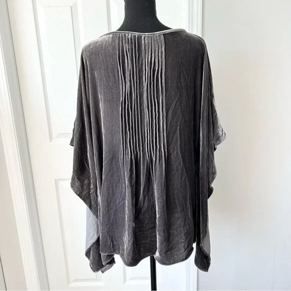 Calypso St  Barth Grey Batwing Sleeve Silk Blend Velvet Blouse - Picture 3 of 14